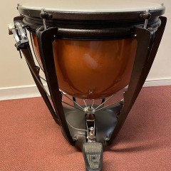 Premier 28" & 25 fiberglass pedal timpani with covers,