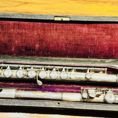 Historic Alfred G. Badger Improved Cylinder Boehm Silver Flute with Gold Plaque,