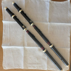 Two Rudolf Tutz (Grenzer, Grenadilla, 4-key) Baroque Flutes,